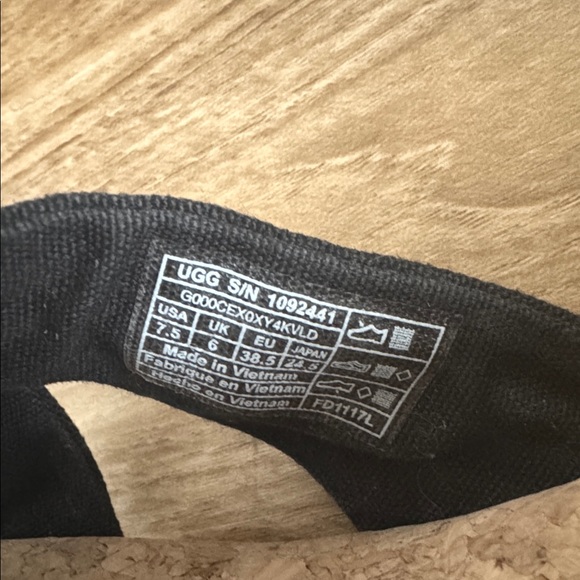 UGG Black Fabric Jute Wedge Sandals with Cork Insoles Casual Vacation Size 7.5 - Picture 6 of 12